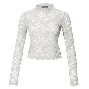 Off White Stretch Lace Crop Top Long Sleeve - Size Large